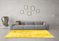 Machine Washable Abstract Yellow Modern Rug, wshabs1002yw