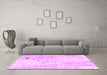 Machine Washable Abstract Pink Modern Rug in a Living Room, wshabs1002pnk