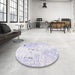 Round Machine Washable Abstract Blue Rug in a Office, wshabs1002