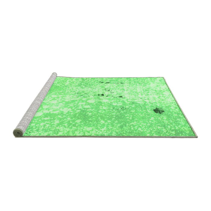 Sideview of Machine Washable Abstract Green Modern Area Rugs, wshabs1002grn