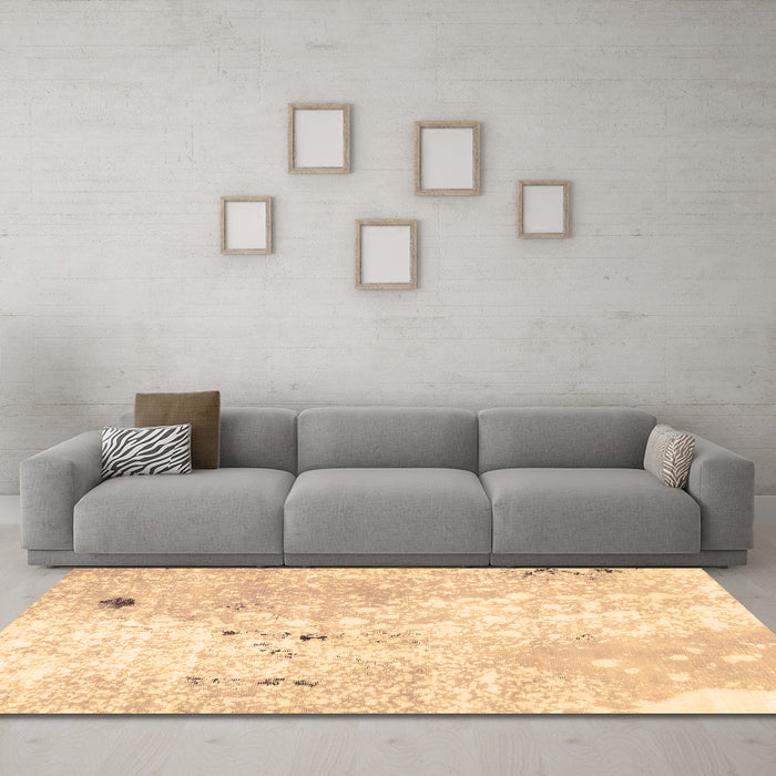 Machine Washable Abstract Brown Modern Rug in a Living Room,, wshabs1002brn