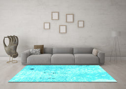 Machine Washable Abstract Turquoise Modern Area Rugs in a Living Room,, wshabs1002turq