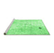 Sideview of Machine Washable Abstract Emerald Green Modern Area Rugs, wshabs1002emgrn