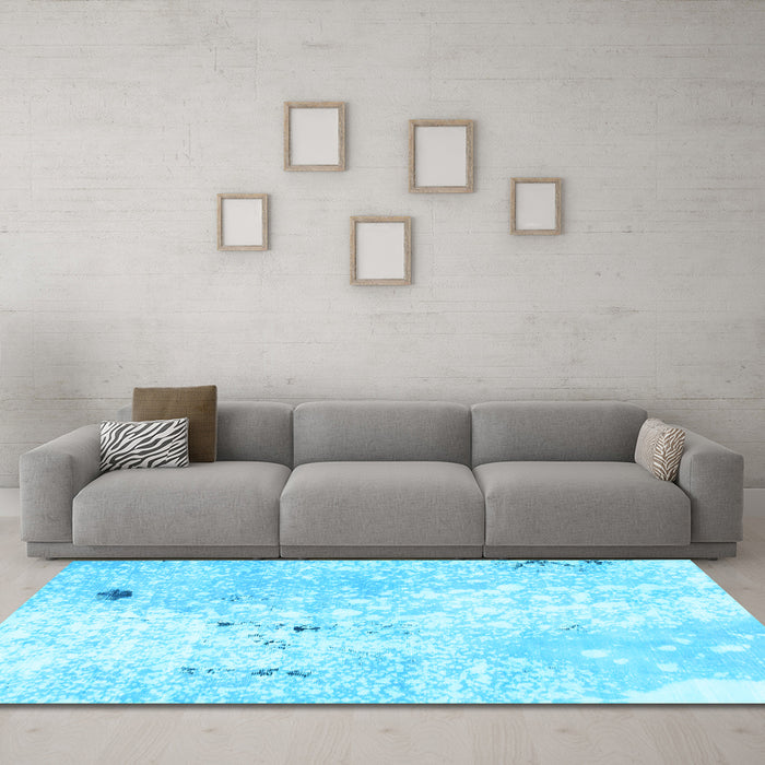 Machine Washable Abstract Light Blue Modern Rug in a Living Room, wshabs1002lblu