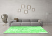 Machine Washable Abstract Emerald Green Modern Area Rugs in a Living Room,, wshabs1002emgrn