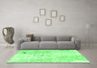 Machine Washable Abstract Green Modern Area Rugs in a Living Room,, wshabs1002grn