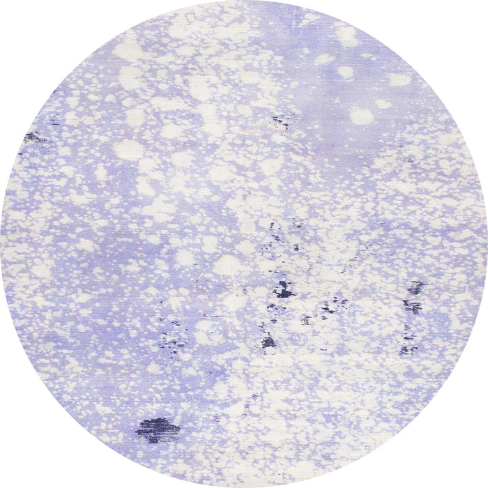 Round Machine Washable Abstract Blue Rug, wshabs1002