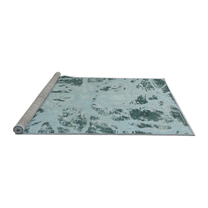 Sideview of Machine Washable Abstract Cadet Blue Green Rug, wshabs1003