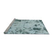 Sideview of Machine Washable Abstract Cadet Blue Green Rug, wshabs1003