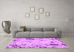 Machine Washable Oriental Pink Modern Rug in a Living Room, wshabs1003pnk