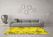 Machine Washable Oriental Yellow Modern Rug in a Living Room, wshabs1003yw