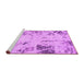 Sideview of Machine Washable Oriental Pink Modern Rug, wshabs1003pnk