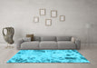 Machine Washable Oriental Light Blue Modern Rug in a Living Room, wshabs1003lblu