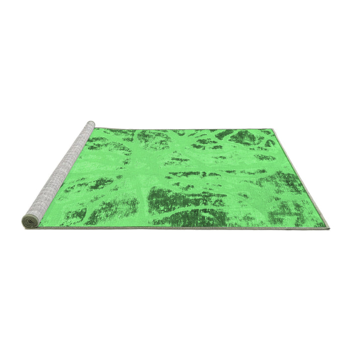 Sideview of Machine Washable Oriental Emerald Green Modern Area Rugs, wshabs1003emgrn