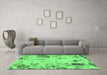 Machine Washable Oriental Emerald Green Modern Area Rugs in a Living Room,, wshabs1003emgrn