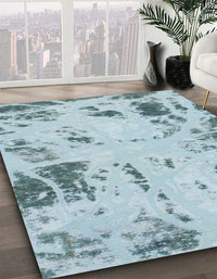 Abstract Cadet Blue Green Oriental Rug, abs1003