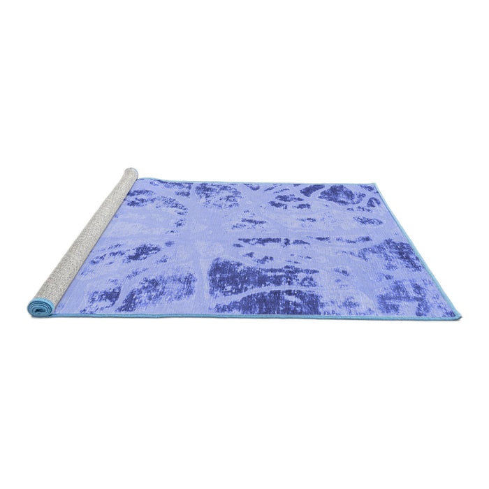 Sideview of Machine Washable Oriental Blue Modern Rug, wshabs1003blu