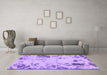 Machine Washable Oriental Purple Modern Area Rugs in a Living Room, wshabs1003pur