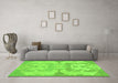 Machine Washable Oriental Green Modern Area Rugs in a Living Room,, wshabs1004grn