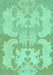 Machine Washable Oriental Turquoise Modern Area Rugs, wshabs1004turq