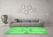 Machine Washable Oriental Emerald Green Modern Area Rugs in a Living Room,, wshabs1004emgrn
