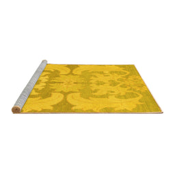 Sideview of Machine Washable Oriental Yellow Modern Rug, wshabs1004yw