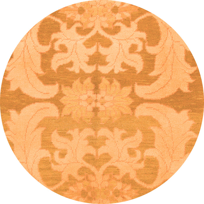 Round Machine Washable Oriental Orange Modern Area Rugs, wshabs1004org