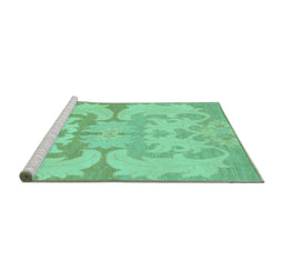 Sideview of Machine Washable Oriental Turquoise Modern Area Rugs, wshabs1004turq