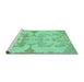 Sideview of Machine Washable Oriental Turquoise Modern Area Rugs, wshabs1004turq