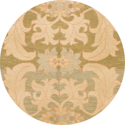 Round Machine Washable Abstract Yellow Rug, wshabs1004
