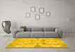 Machine Washable Oriental Yellow Modern Rug in a Living Room, wshabs1004yw