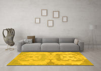 Machine Washable Oriental Yellow Modern Rug, wshabs1004yw