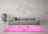 Machine Washable Oriental Pink Modern Rug, wshabs1004pnk