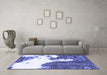 Machine Washable Oriental Blue Modern Rug in a Living Room, wshabs1005blu