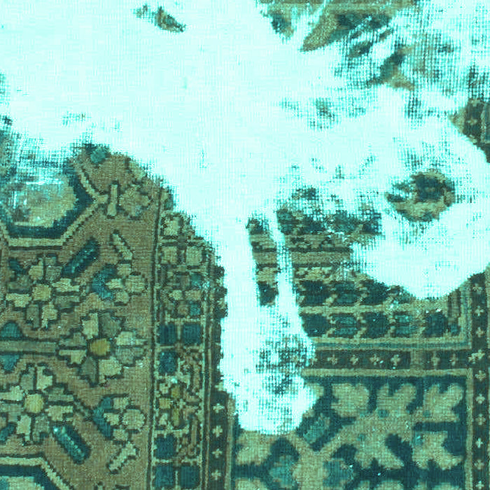 Machine Washable Oriental Turquoise Modern Area Rugs, wshabs1005turq