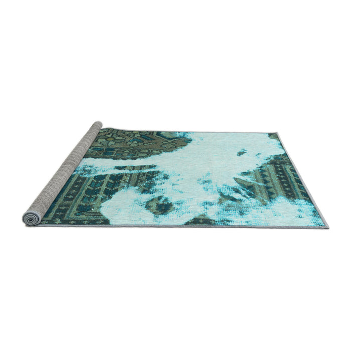 Sideview of Machine Washable Oriental Light Blue Modern Rug, wshabs1005lblu