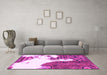 Machine Washable Oriental Pink Modern Rug in a Living Room, wshabs1005pnk