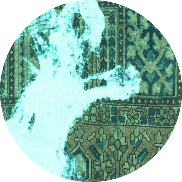 Round Oriental Turquoise Modern Rug, abs1005turq