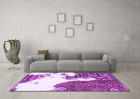 Machine Washable Oriental Purple Modern Rug, wshabs1005pur