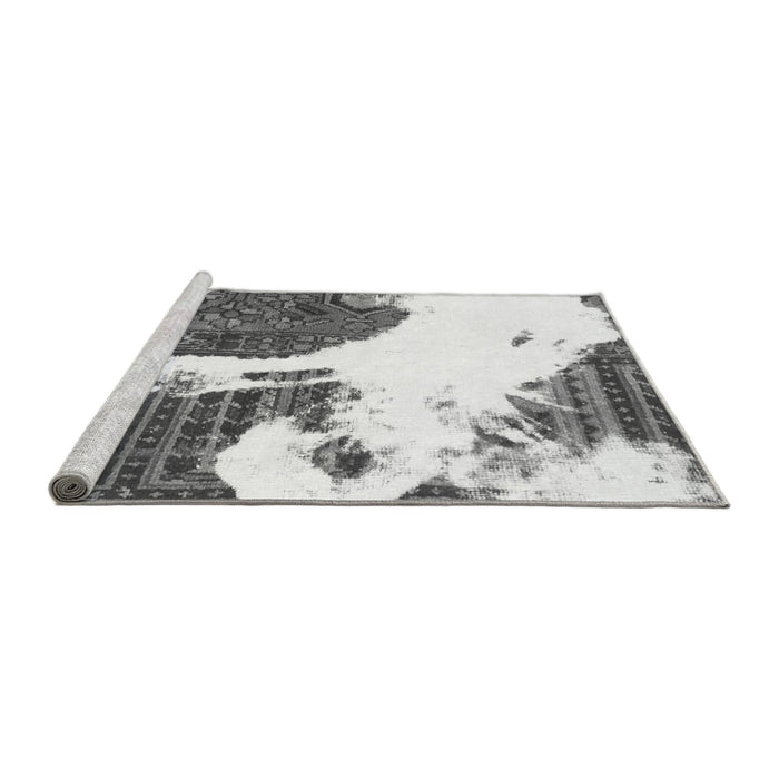 Sideview of Machine Washable Oriental Gray Modern Rug, wshabs1005gry