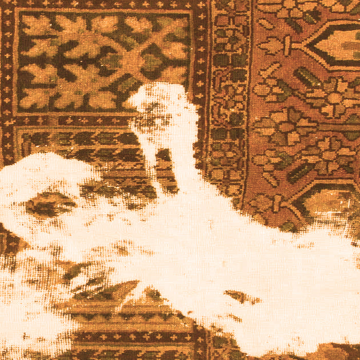 Square Machine Washable Oriental Orange Modern Area Rugs, wshabs1005org