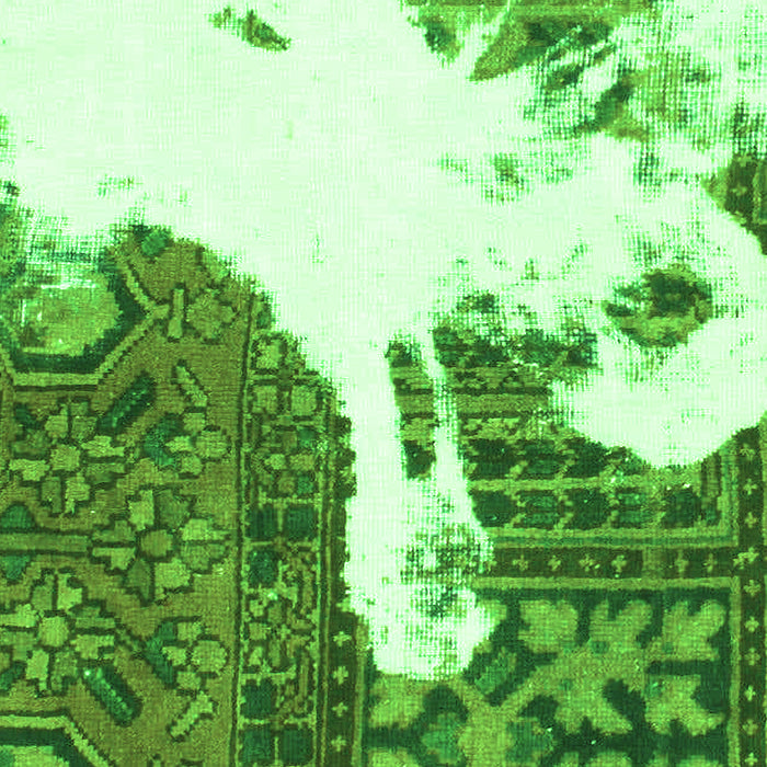 Machine Washable Oriental Green Modern Area Rugs, wshabs1005grn