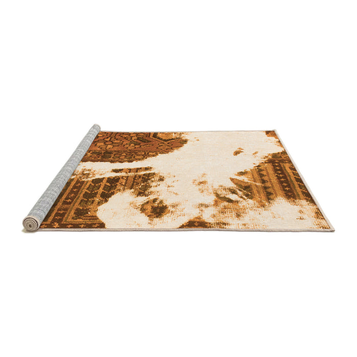 Sideview of Machine Washable Oriental Orange Modern Area Rugs, wshabs1005org