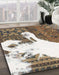 Abstract Desert Sand Beige Oriental Rug in Family Room, abs1005