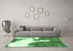 Machine Washable Oriental Emerald Green Modern Area Rugs in a Living Room,, wshabs1005emgrn