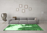 Machine Washable Oriental Emerald Green Modern Rug, wshabs1005emgrn