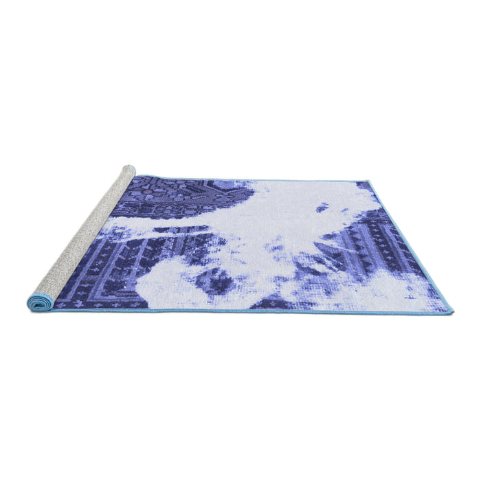 Sideview of Machine Washable Oriental Blue Modern Rug, wshabs1005blu
