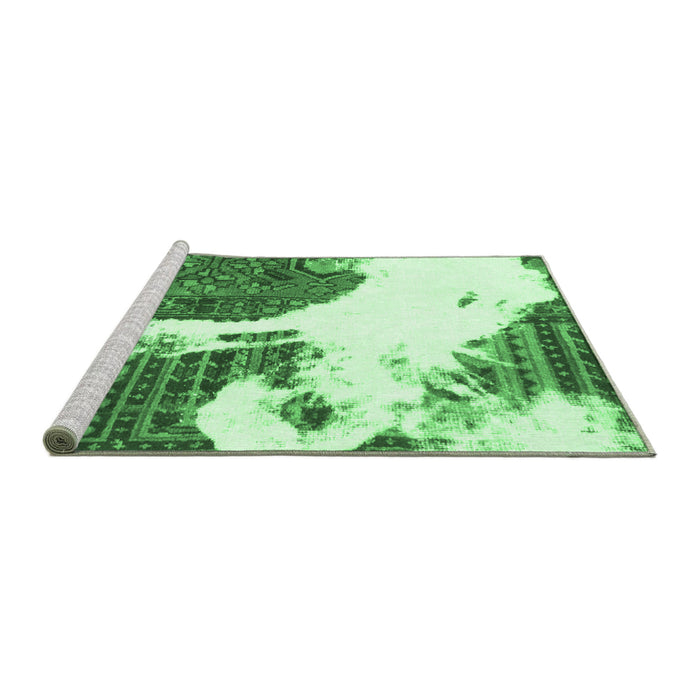 Sideview of Machine Washable Oriental Emerald Green Modern Area Rugs, wshabs1005emgrn