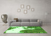 Machine Washable Oriental Green Modern Area Rugs in a Living Room,, wshabs1005grn