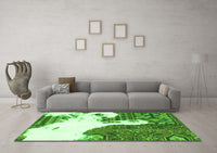 Machine Washable Oriental Green Modern Rug, wshabs1005grn